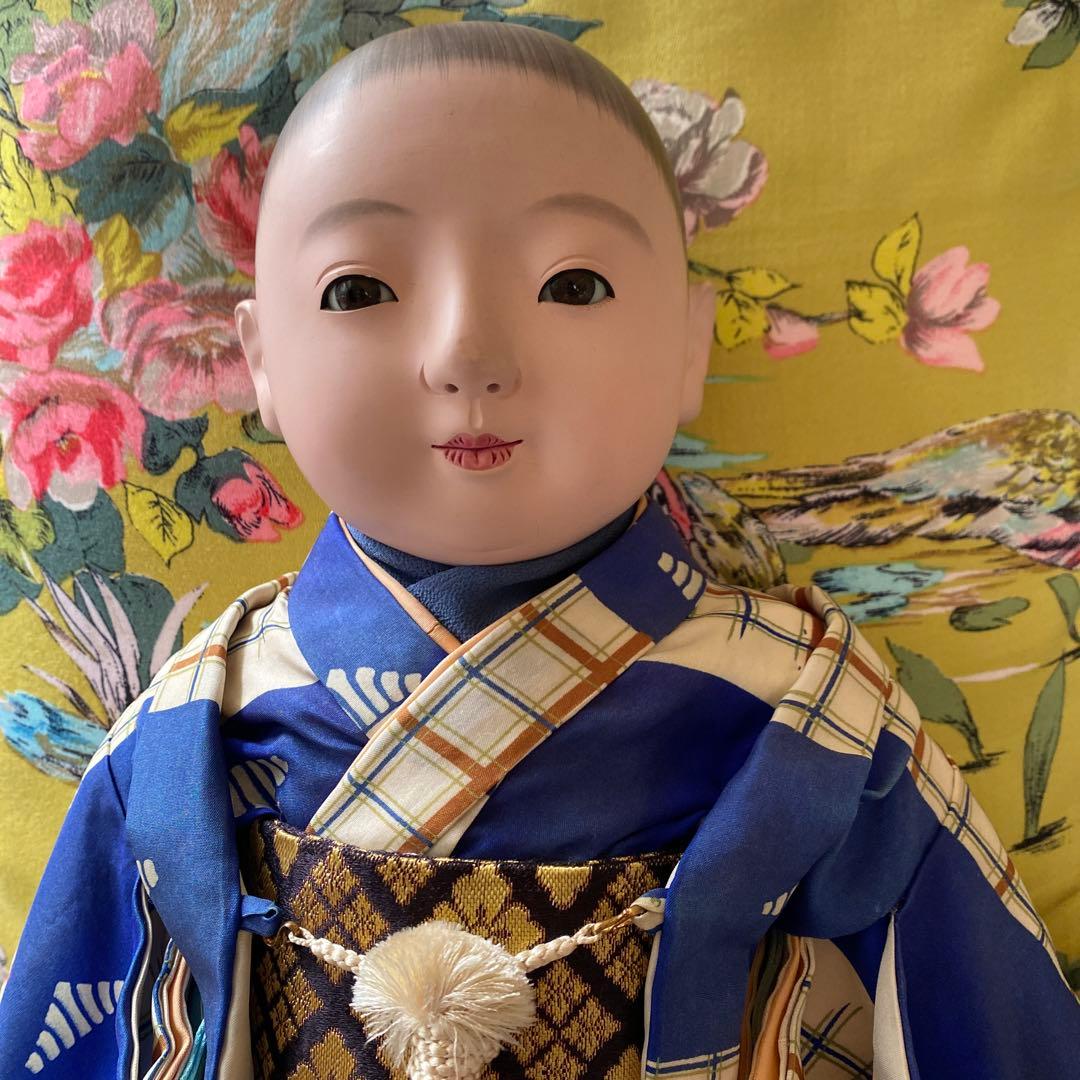 市松人形 青色和服