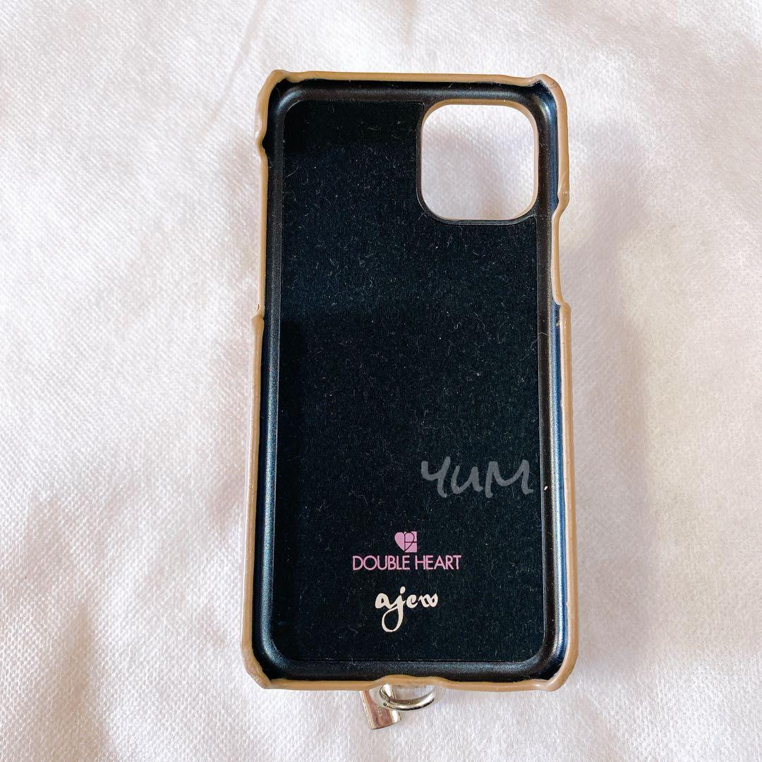 ajew DOUBLE HEART iPhone11pro ケース カード収納