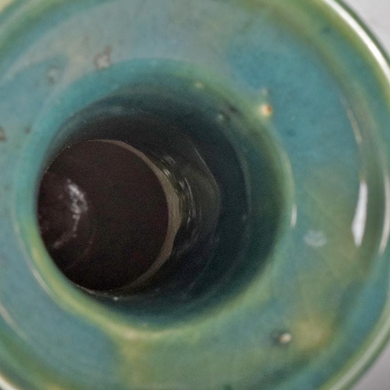 北大路魯山人作　織部焼　花文　耳付花瓶　黒田陶々庵極箱　M　R8680B