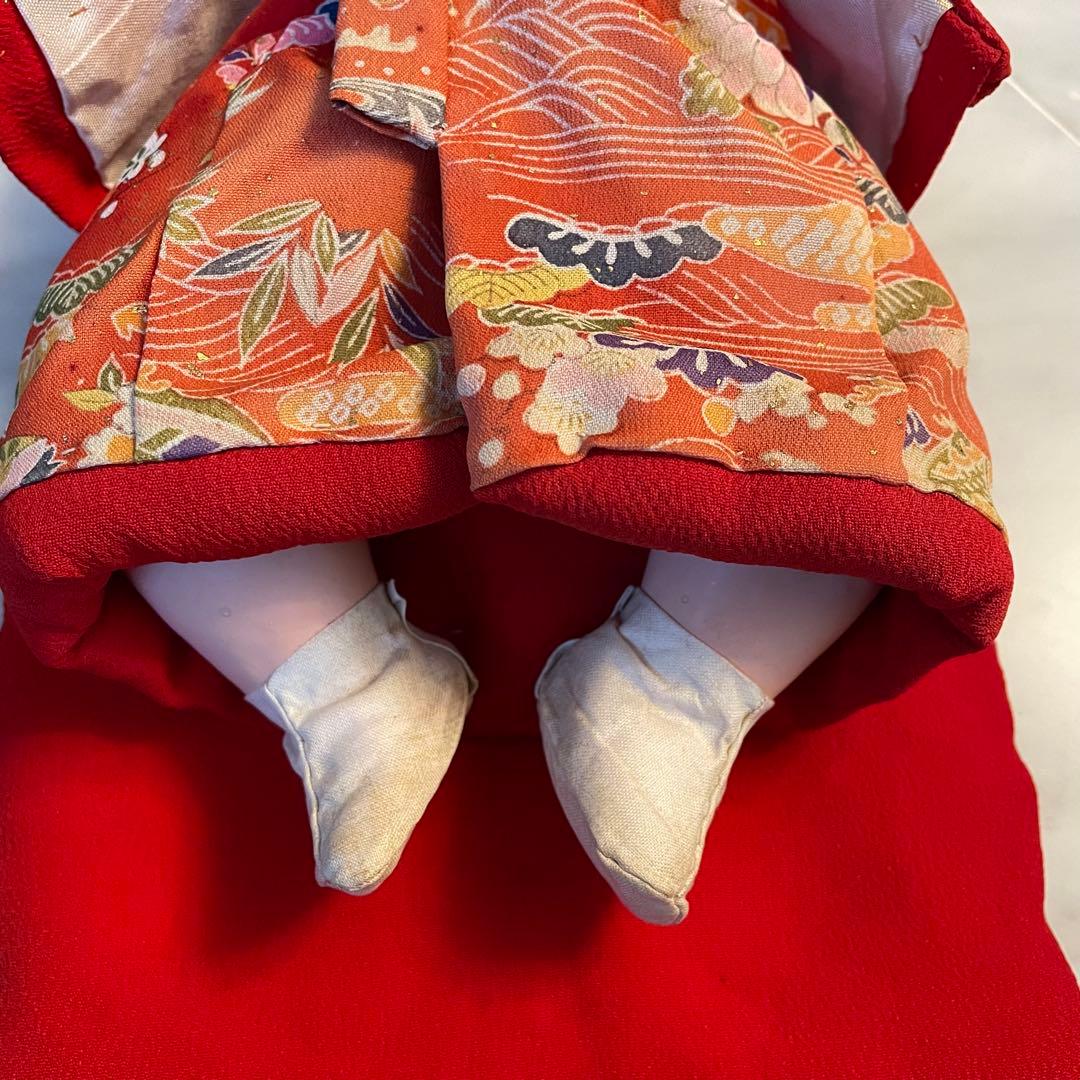 市松人形 自由人形 可愛い幼女　座布団付き　昭和レトロ　36センチ