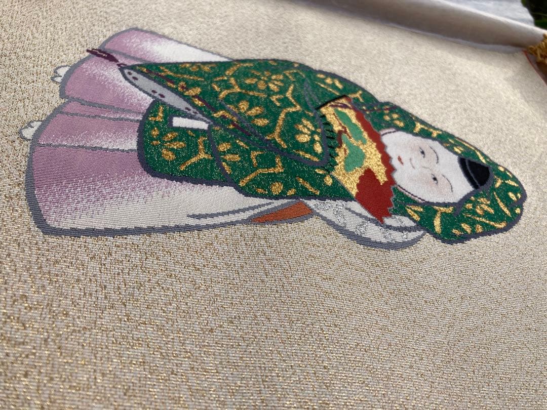 日本の伝統的な絵画　織物　京都　布　ヴィンテージ