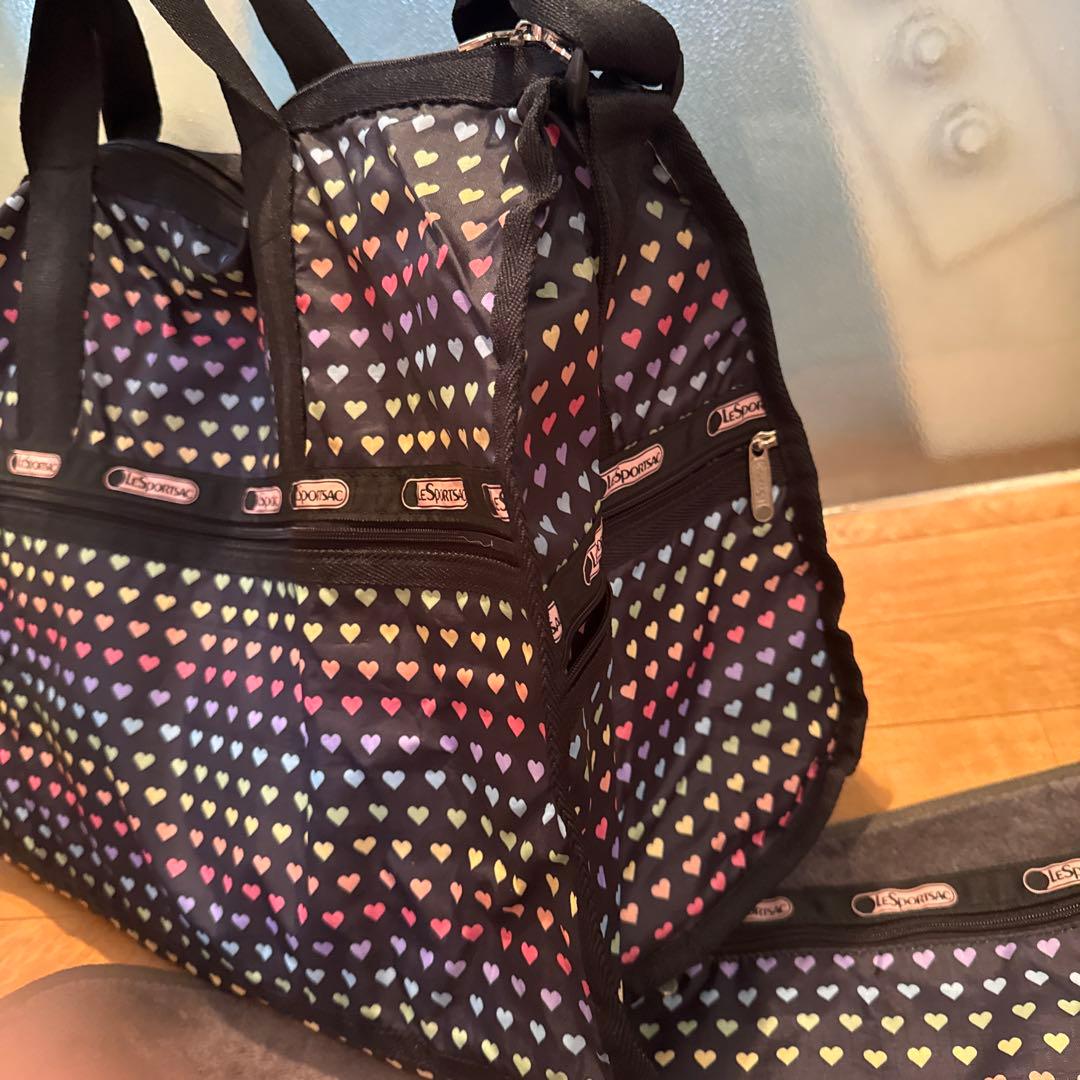 ★超美品★LeSportsac ブラック ボストンバッグ★ハート柄★