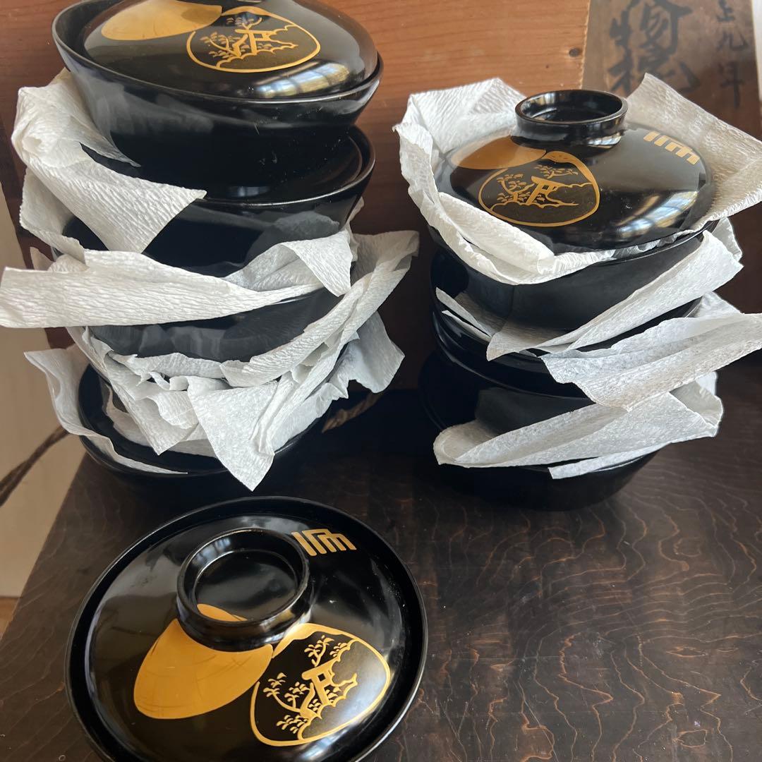 漆器 蓋付き椀 10個セット　　木製
