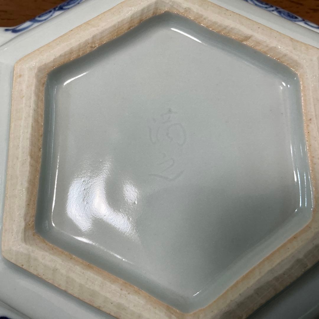 売約済み:川瀬満之　染付山水文六角　小鉢　(深皿) 美品　清水焼　2セット