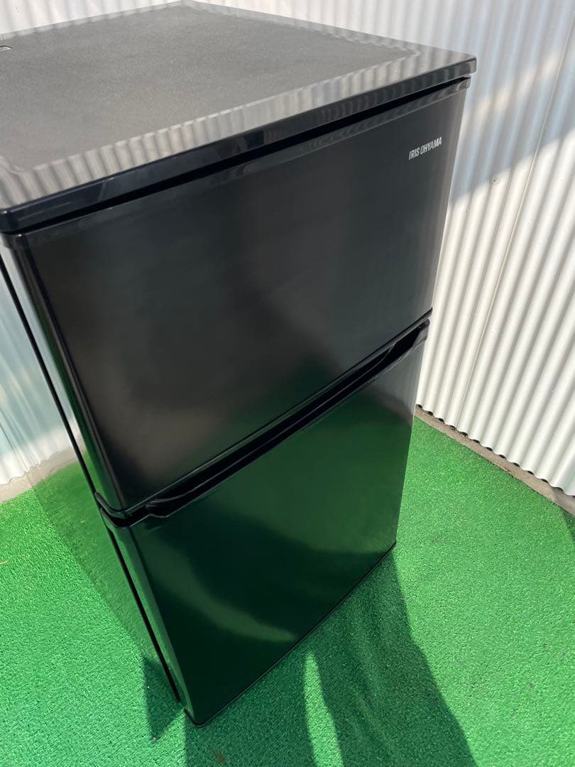 A07 アイリスオーヤマ 90L おしゃれブラック2ドア冷蔵庫 コンパクト 単身