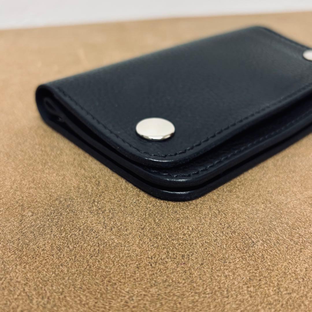 トラッカーウォレット　ミドル　黒　2層　薄型　イタリアレザー　Virgilio