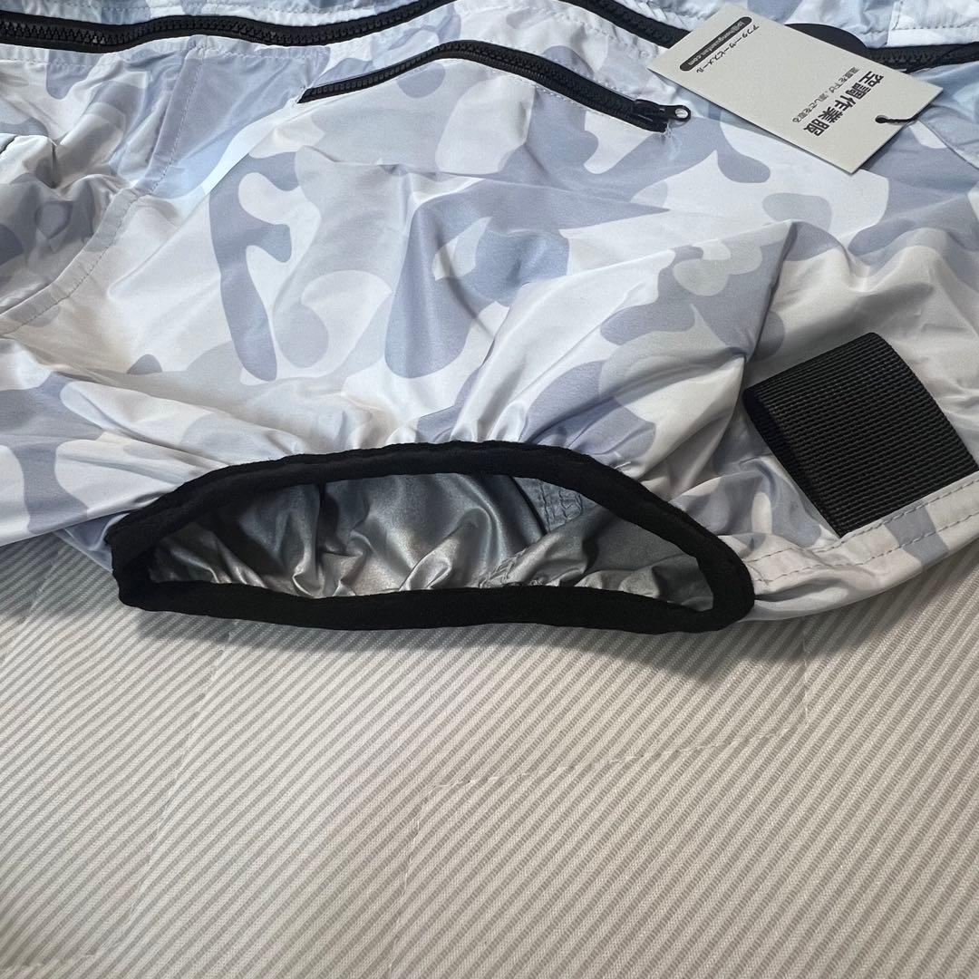 【ブルー迷彩柄】 空調ベスト 空調作業服 XL PSE認証 新品 フルセット