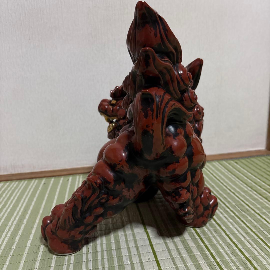 九谷焼 八幡窯 須栄義 獅子 金 赤 縁起物 魔除け　置物