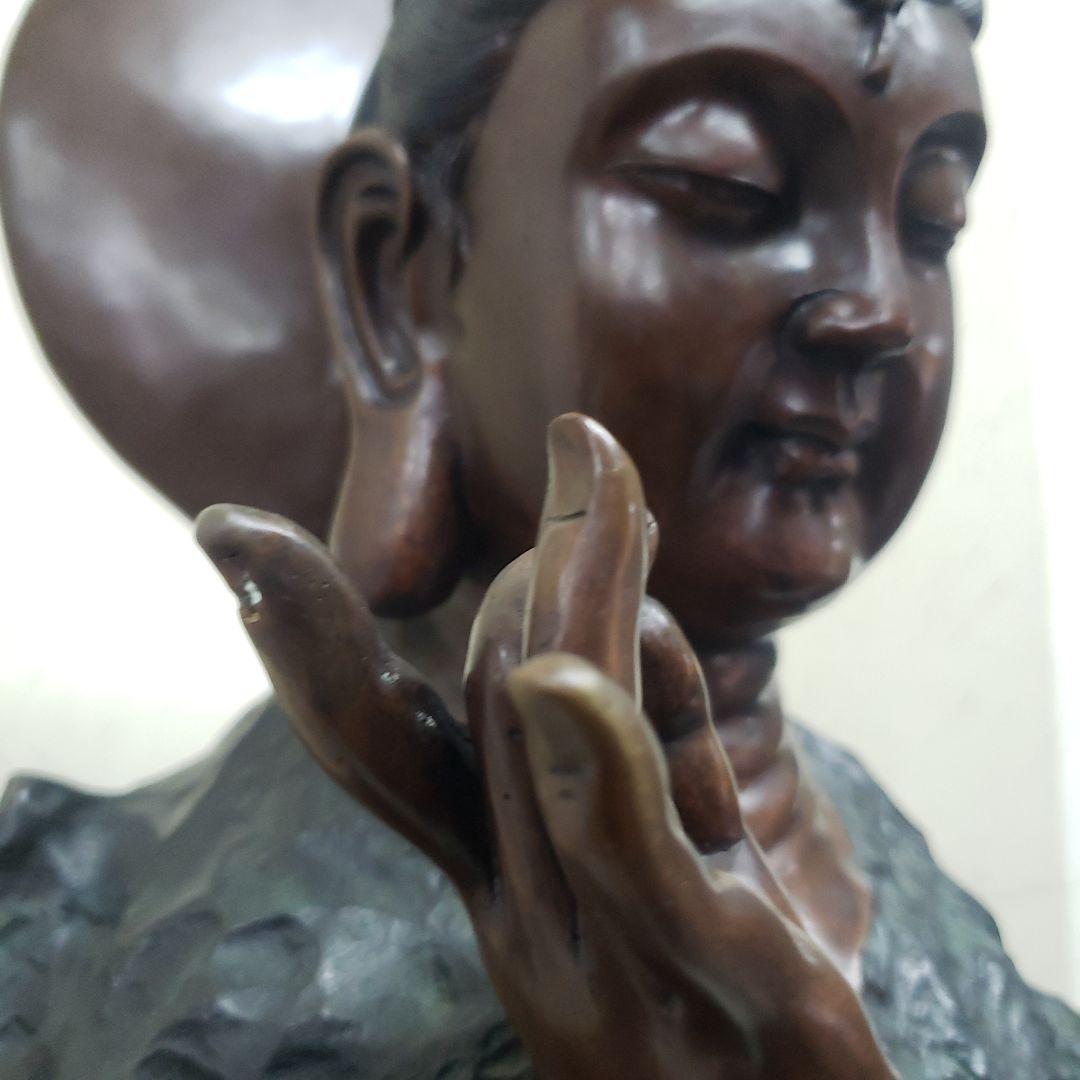 蔵出し特価ブロンズ金属製仏像風モダンアート彫刻 約68cm13,5kg作家物