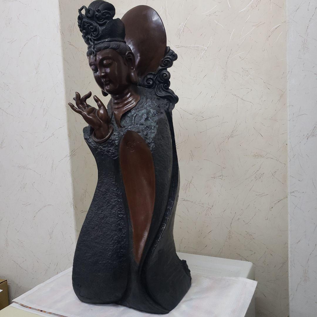 蔵出し特価ブロンズ金属製仏像風モダンアート彫刻 約68cm13,5kg作家物