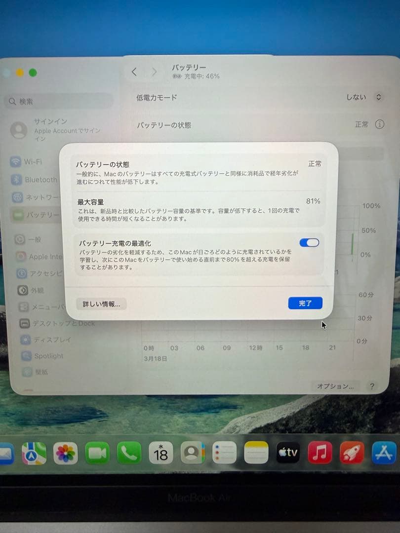 MacBookAir M1 13インチ20年8GB 256GB 動作良好 箱あり