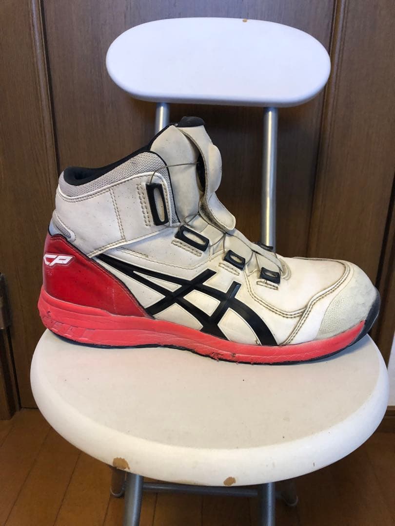 asics JSAA 安全靴 ホワイト/レッド