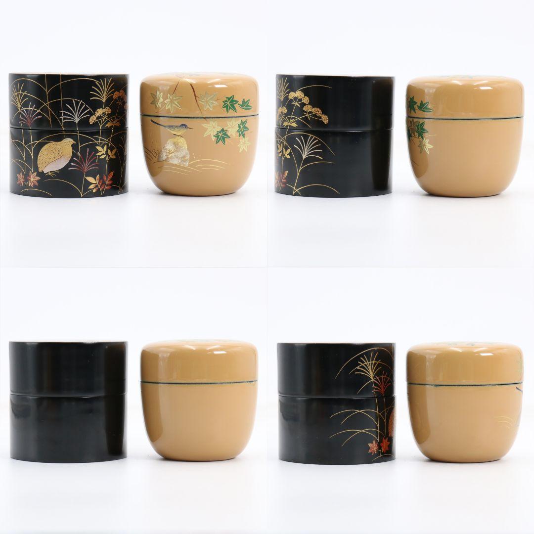 和田寿峰作 四季揃 薄茶器 棗 金輪寺 中次 茶道具 共箱　SX1037