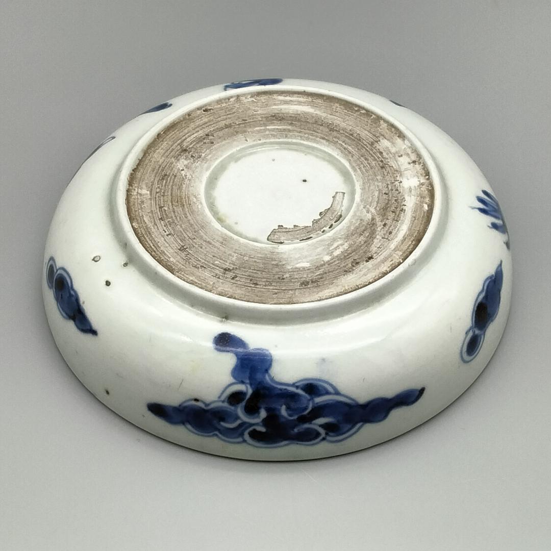古伊万里 染付 寿 ４爪昇雲龍文 立皿