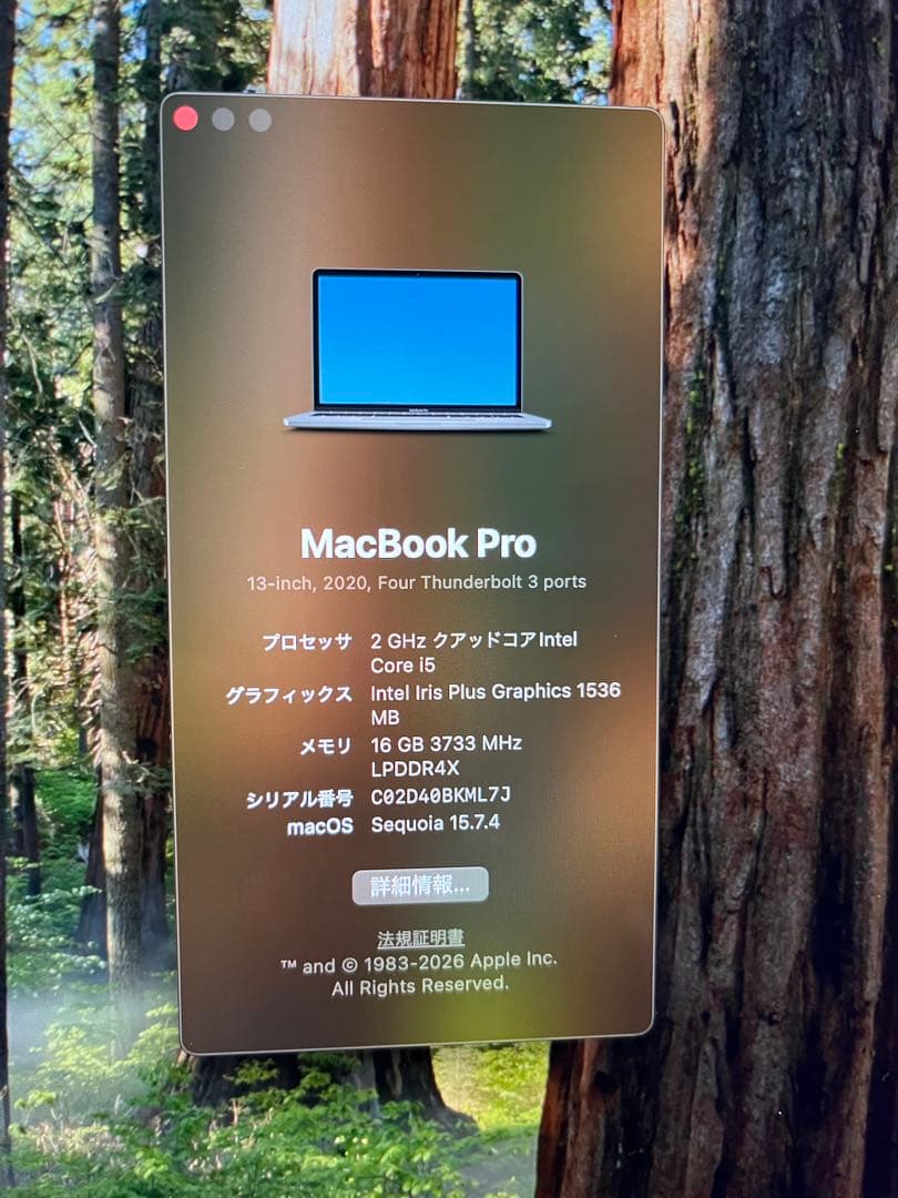 MacBook本体 Apple MacBook Pro 13-inch 1TB 2020 intel