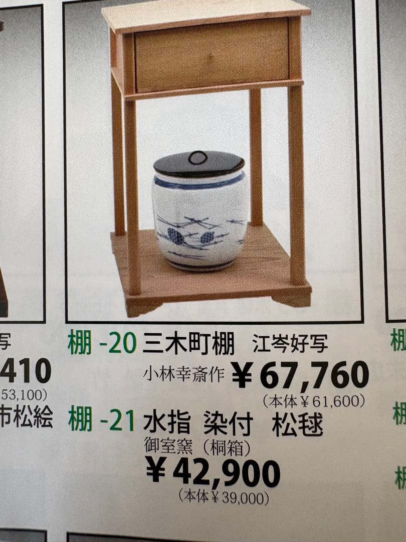 水指 御室窯 染付 松毬 木箱付