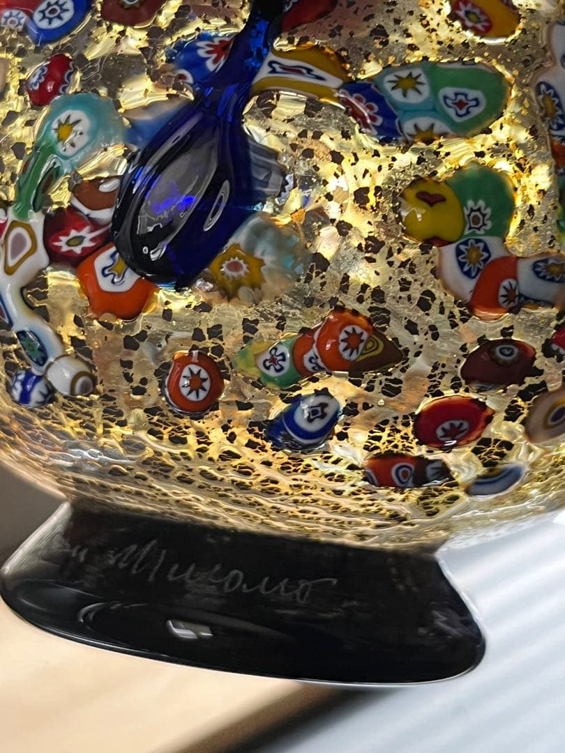 イタリア　ムラーノガラス　花瓶　フラワースタンド　中古品