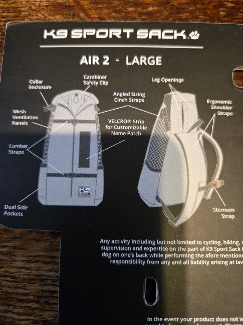 K9 SPORT SACK 　AIR2　Lサイズ グレー 未使用（トライのみ）