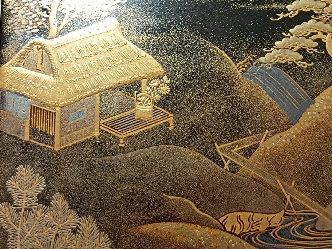 山水蒔絵香箱 細密工芸 超絶技巧 桐箱付