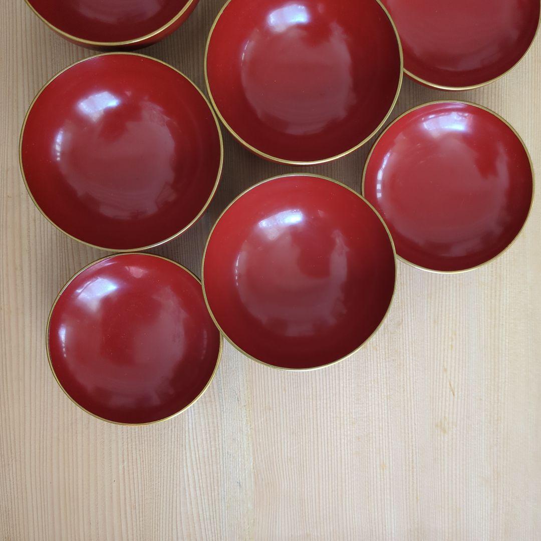 骨董　蓋付き椀　お椀　漆器　木製　蒔絵　花と蝶々　金彩　5つ〜