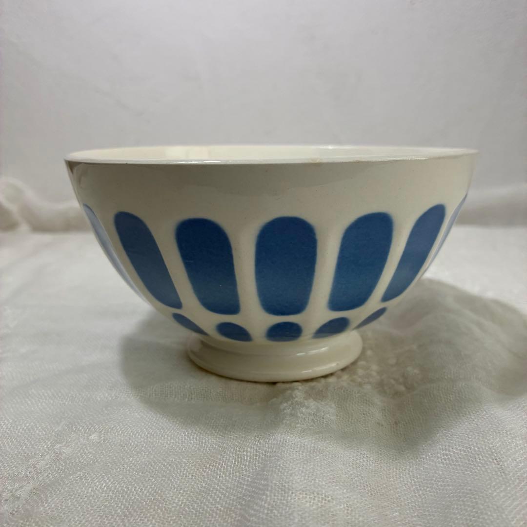 フランス アンティーク カフェオレボウル 青ドット 美品