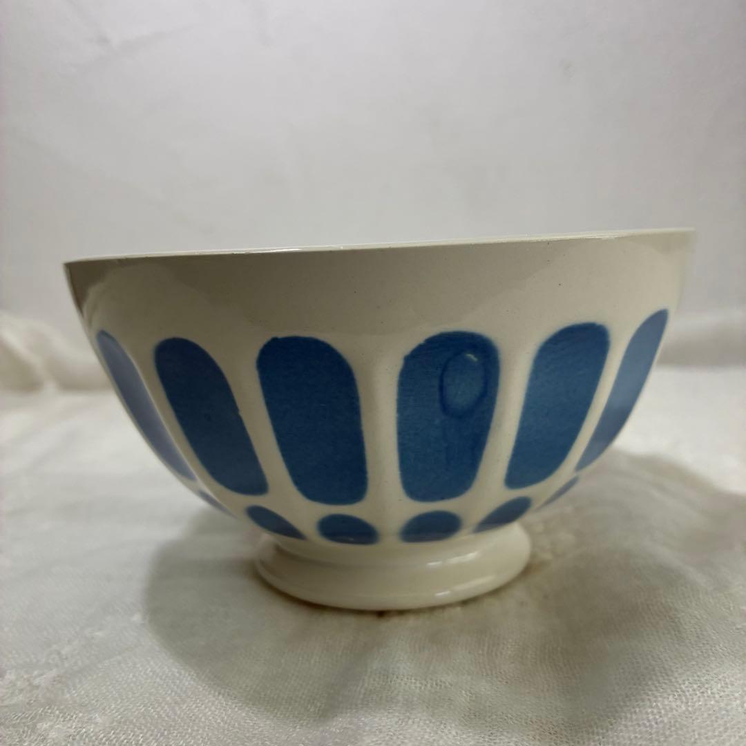 フランス アンティーク カフェオレボウル 青ドット 美品