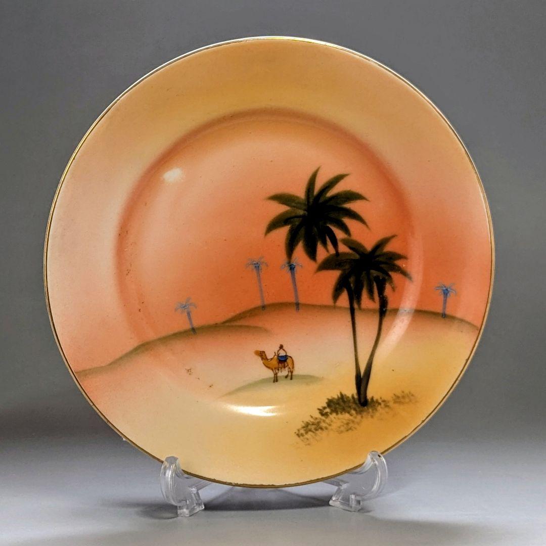 オールドノリタケ美品！金彩砂漠風景画 トリオセット　カップ＆ソーサー　プレー卜