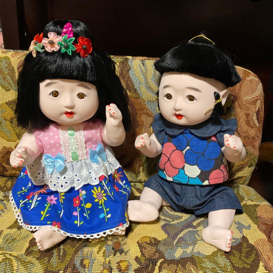 市松人形　幼人形　ベア　25cm位 昭和　伝統工法　桐楚　胡粉