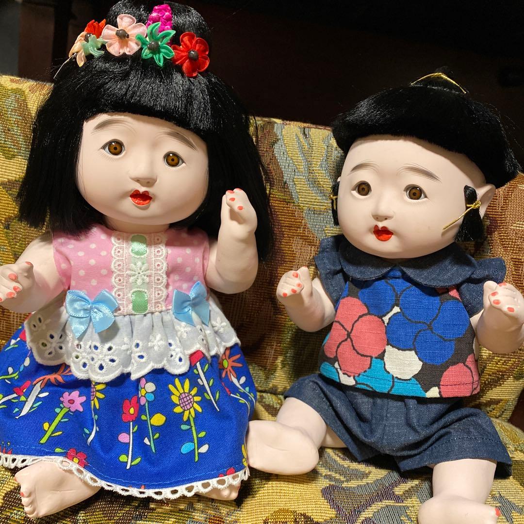 市松人形　幼人形　ベア　25cm位 昭和　伝統工法　桐楚　胡粉