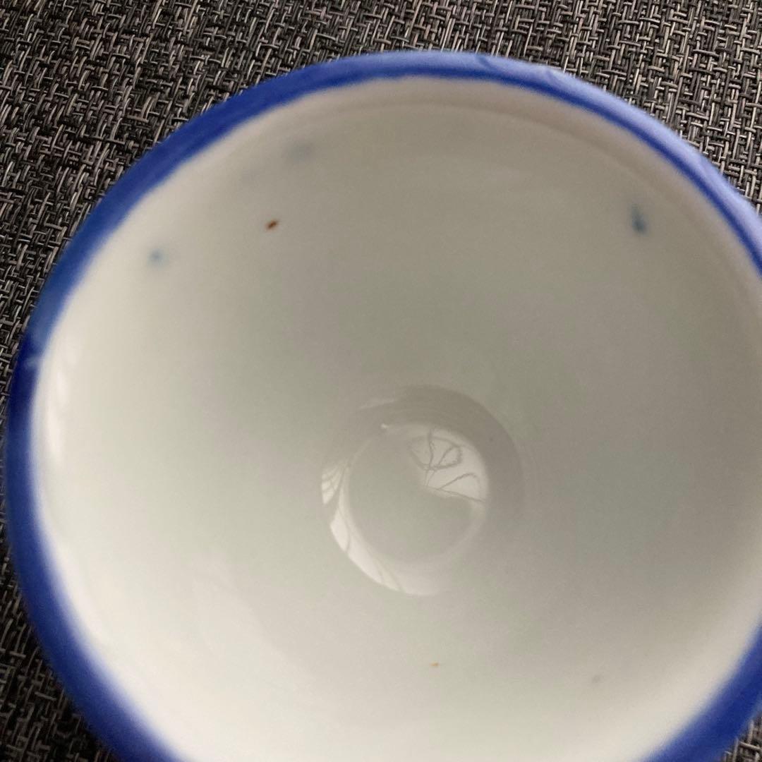 骨董　煎茶碗　手描き染付　茶器　湯のみ　4客セット　※値下げしました