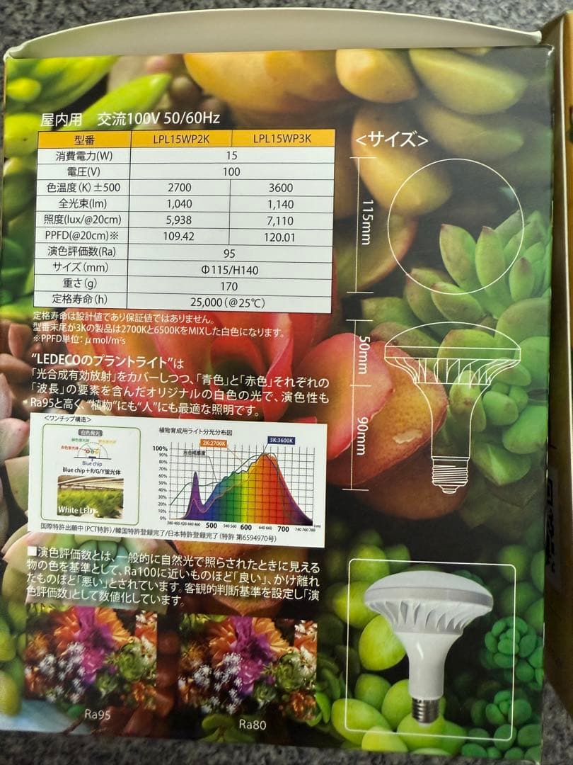 フューチャーライト　ＬＰＬ１５ＷＢ　３Ｋ　植物育成用ライト　ＬＥＤ　2セット