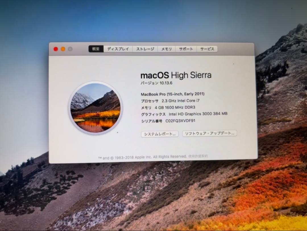 Apple MacBook Pro Early 2011 バッテリー訳アリ
