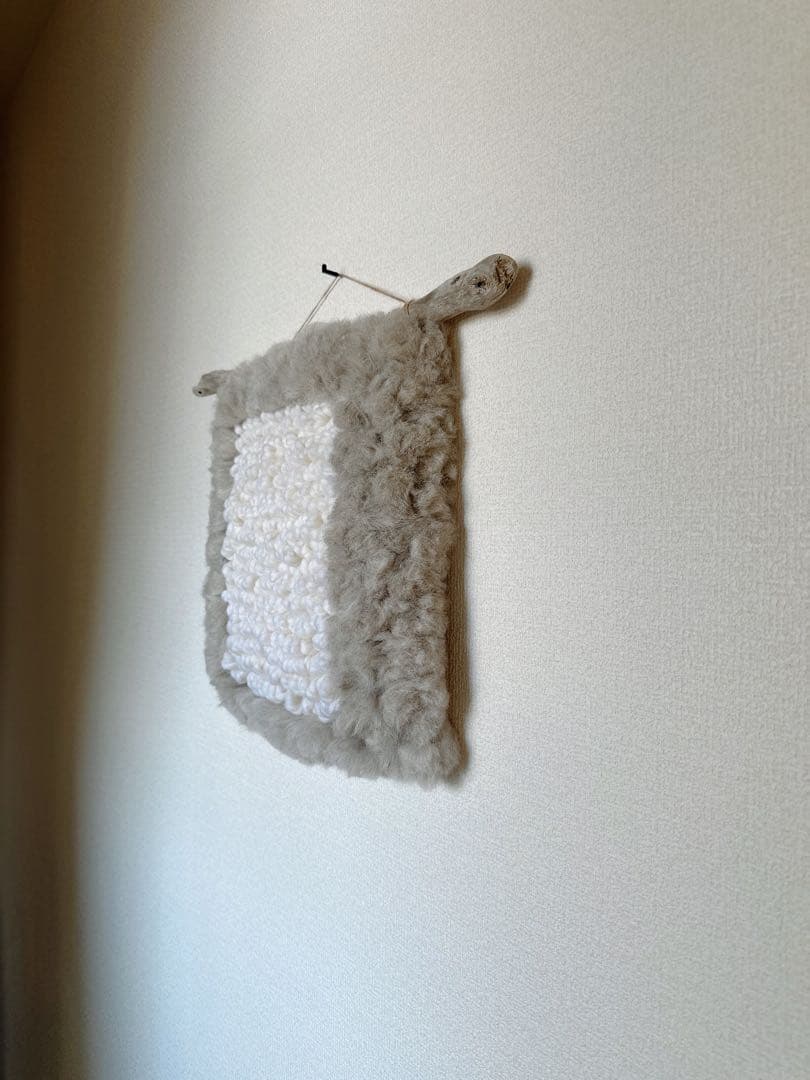 ［NEW］ハンドメイド 羊毛Tapestry Light gray×White