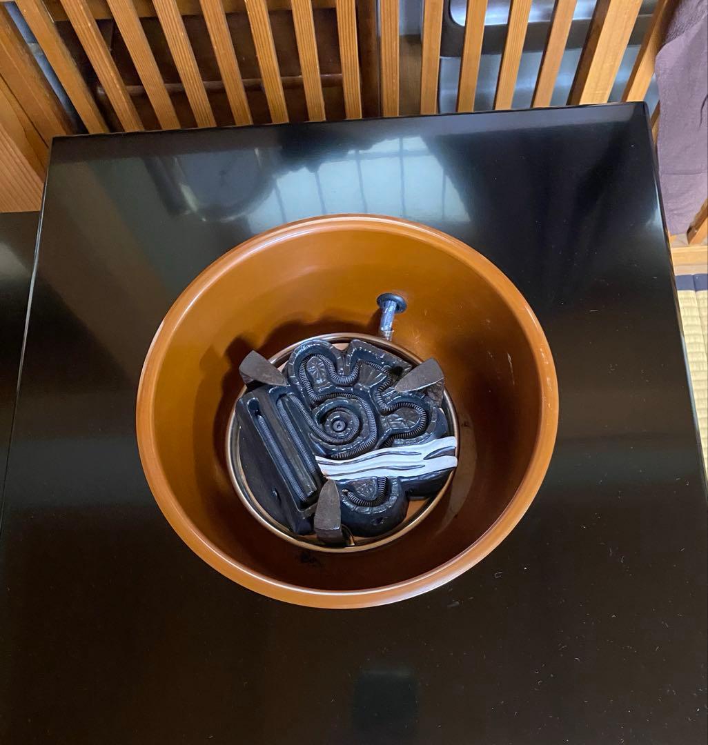 茶道具/御園棚セット③立礼棚 裏千家 淡々斎好写 丸炉 電熱器 畳み椅子×2