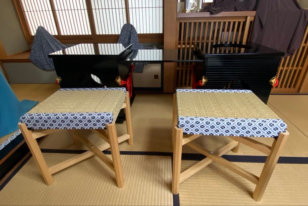 茶道具/御園棚セット③立礼棚 裏千家 淡々斎好写 丸炉 電熱器 畳み椅子×2