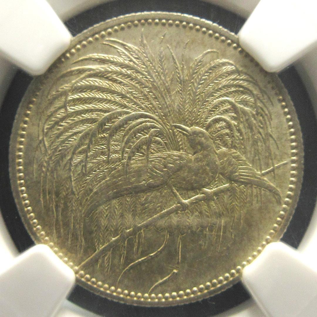 1894 ニューギニア 1マルク 銀貨 極楽鳥 NGC アンティーク 