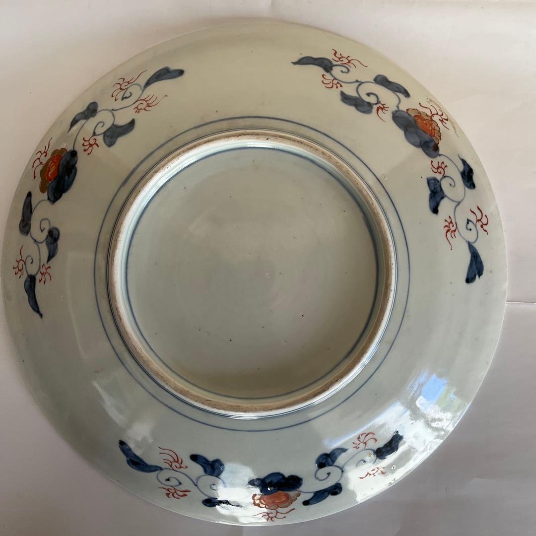 古伊万里　色絵人物草花文尺皿　江戸時代後期頃