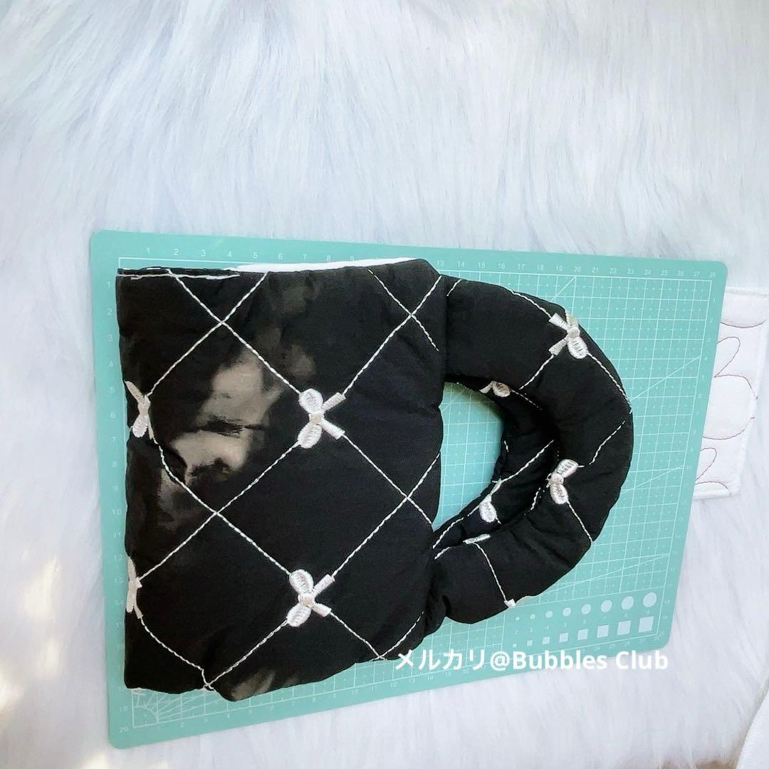 韓国　バインダーカバー　キルティング　リボン　刺繍　訳あり　ハンドバッグ♡ 貯金