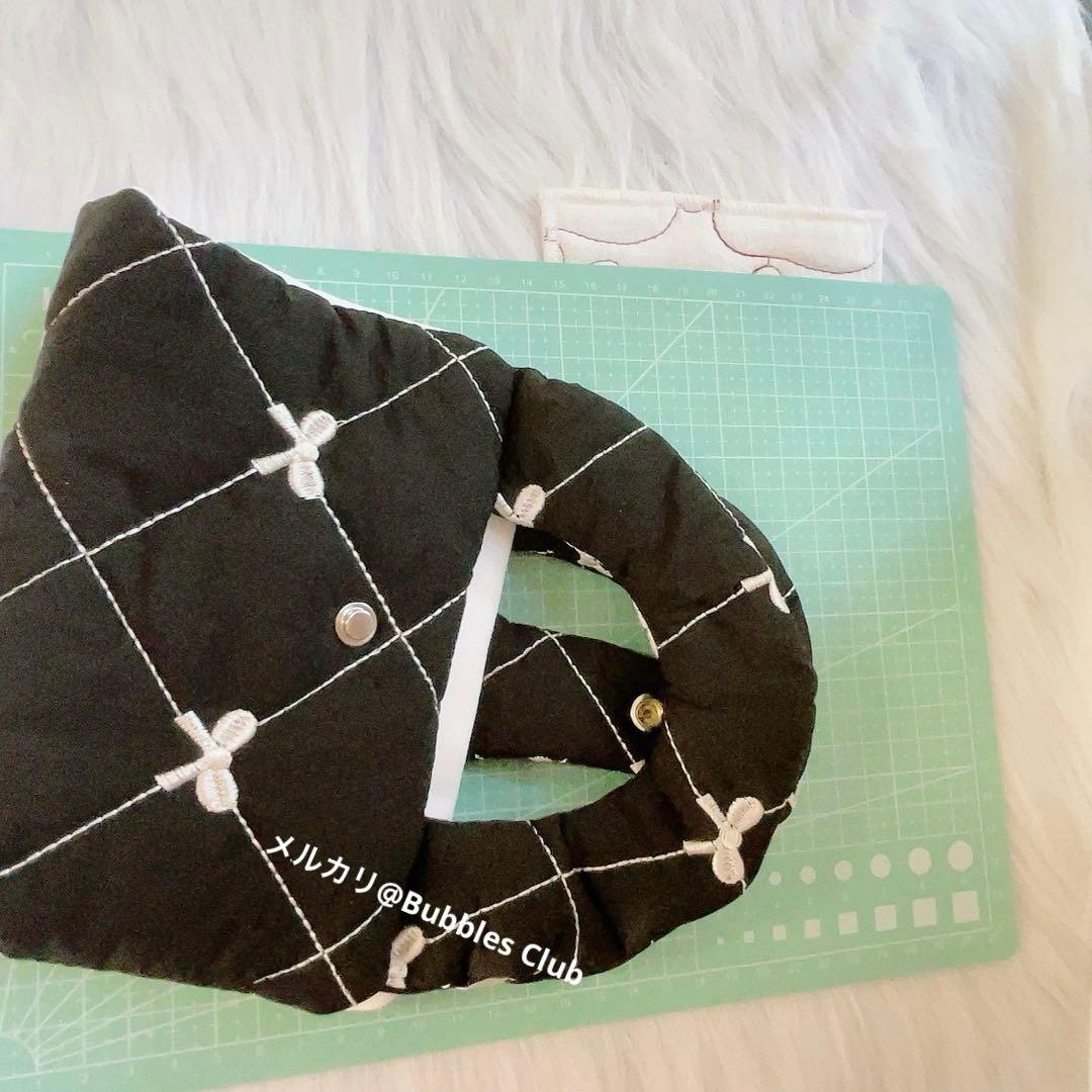 韓国　バインダーカバー　キルティング　リボン　刺繍　訳あり　ハンドバッグ♡ 貯金