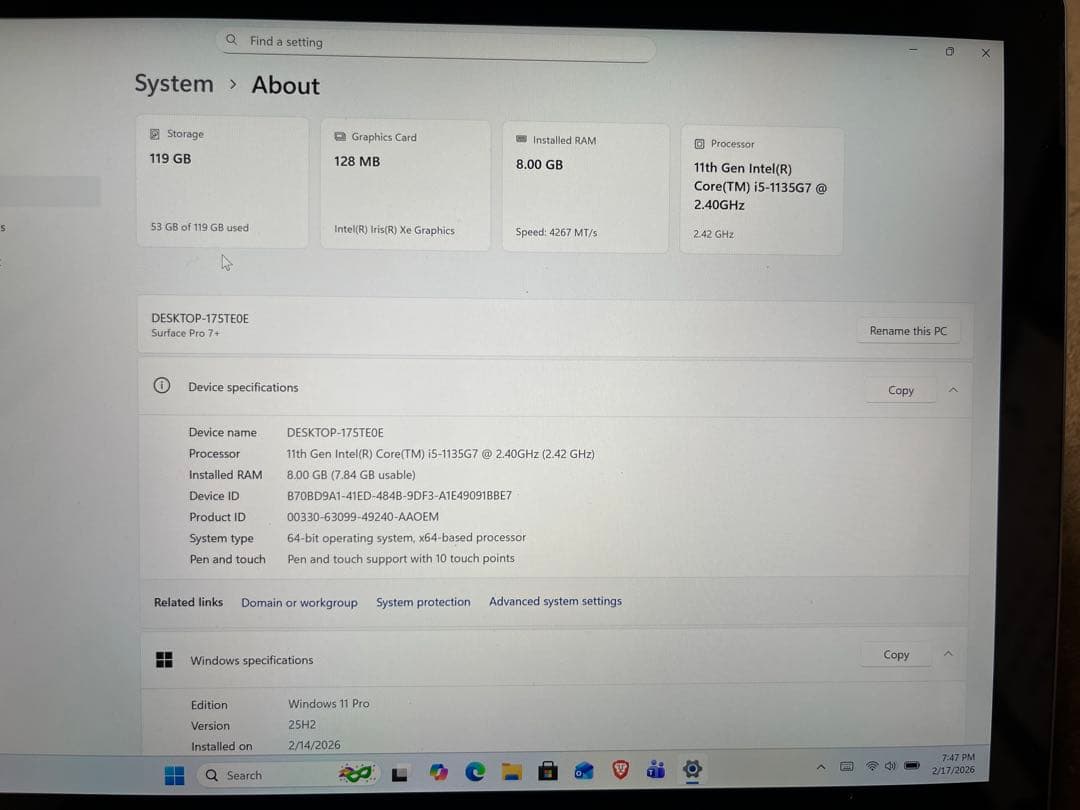 Windowsタブレット本体 Microsoft Surface Pro7+ core i5 1135g7