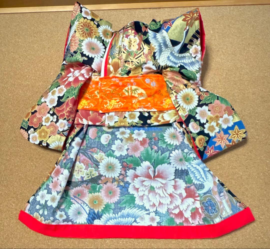 わんちゃん女の子　振袖　BIGリボン Mサイズ　現品限り