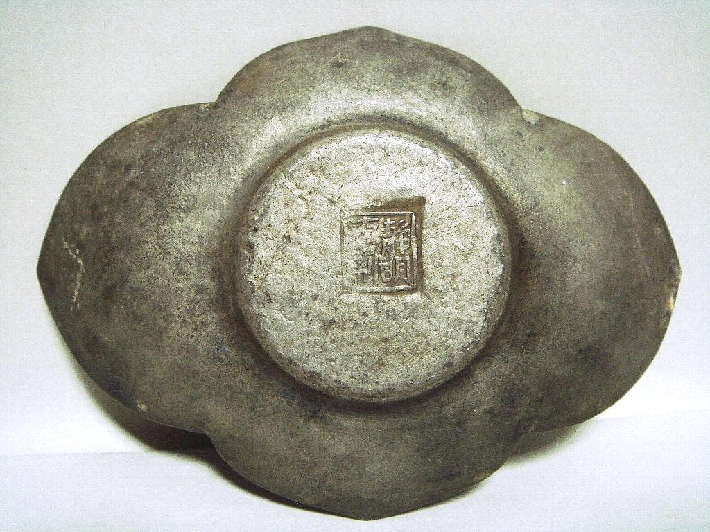624『中国美術 古錫 十字紋茶托 ５枚』/骨董品 古美術 古玩 アンティーク