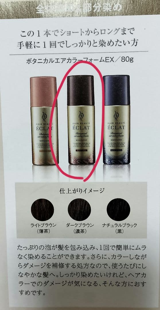 ヘアボーテエクラ ボタニカルエアカラーフォームEX ダークブラウン