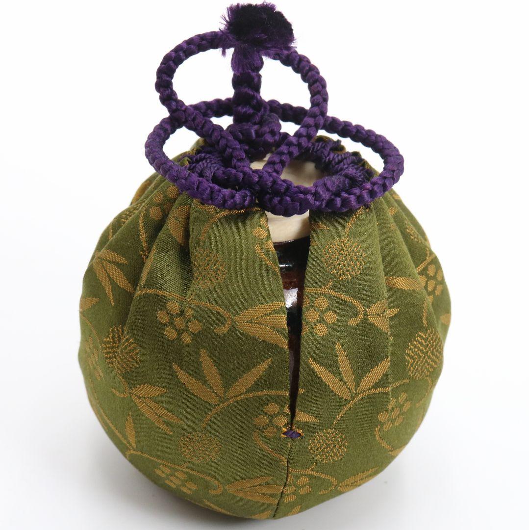 笹田仁史作 唐物大名物 福原茄子写 茶入 笹蔓緞子仕覆 濃茶器　V1033