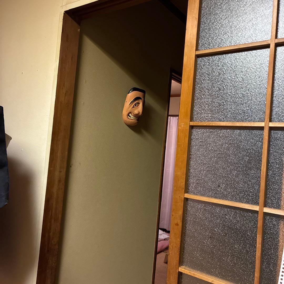 神楽面 笑顔 木製 手作り　まつのおの神