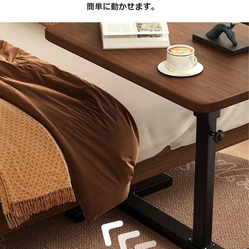 《ウィンターセール20%OFF》高さ調整可能ウッドサイドテーブル ダークブラウン