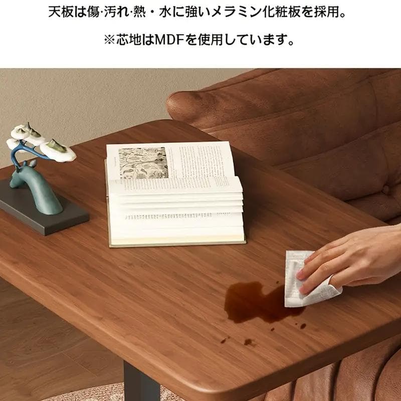 《ウィンターセール20%OFF》高さ調整可能ウッドサイドテーブル ダークブラウン