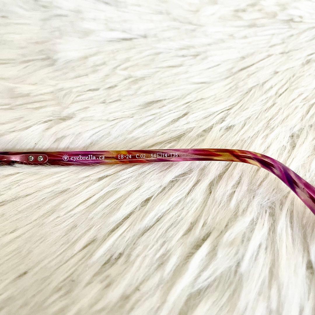 極美品　eyebrella　EB-24　度無し　ブルーライトカットメガネ　ピンク