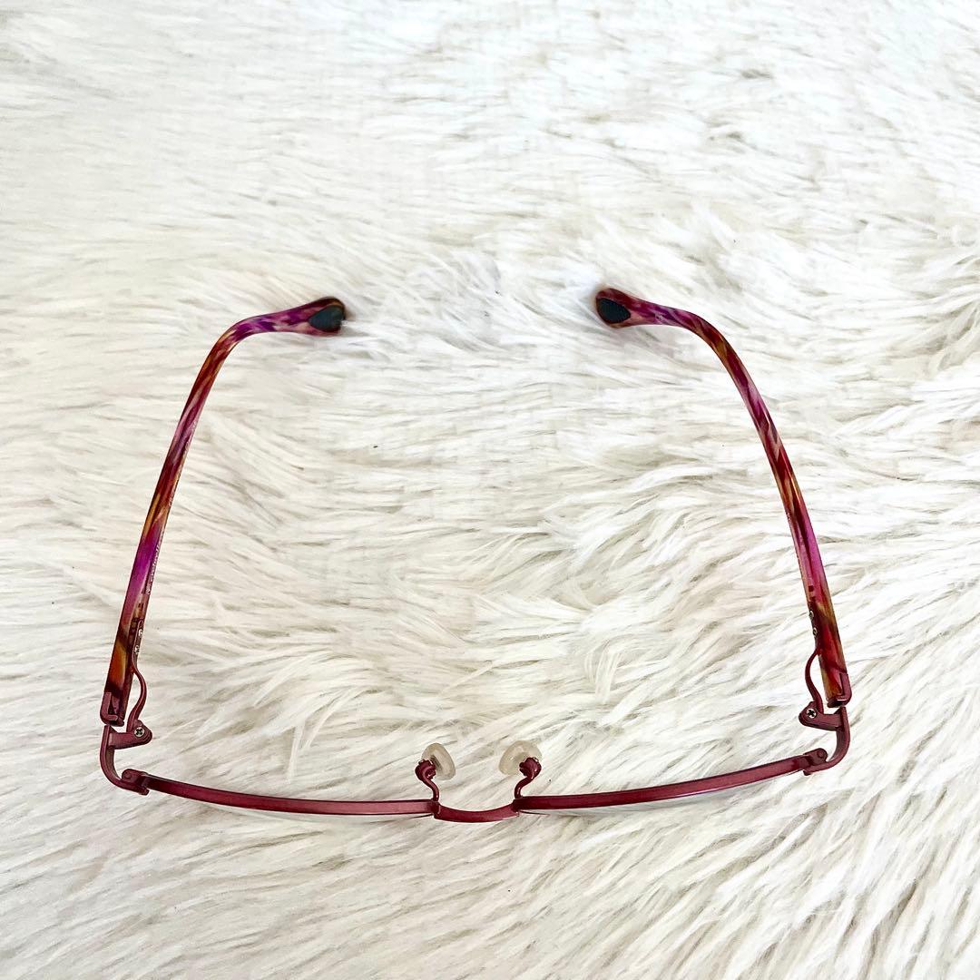 極美品　eyebrella　EB-24　度無し　ブルーライトカットメガネ　ピンク