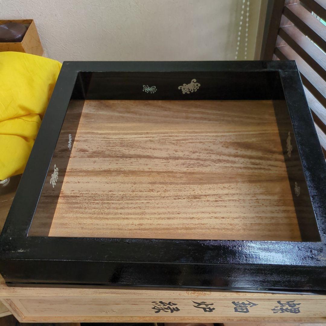 炉縁　花押入　螺鈿　菊の花　木製　漆器　茶道具　茶道　木箱入